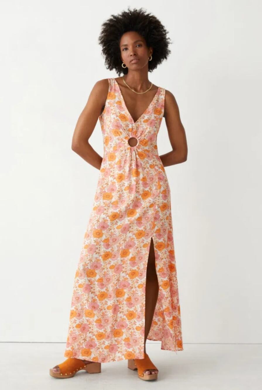 Paris Atelier & Other Stories floral maxi dress retro spring summer size 2 fun